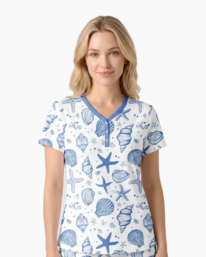 Coastal Charm Family Matching Bamboo Women Short Sleeve Short Pajama Set