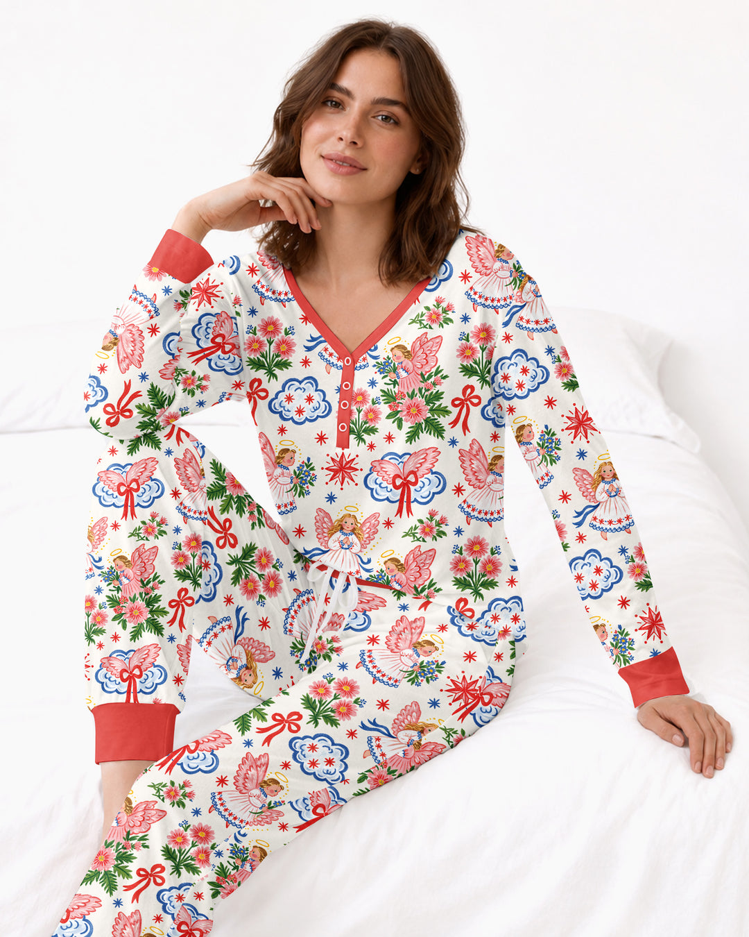 Angel Christmas Bamboo Women Pajama Set