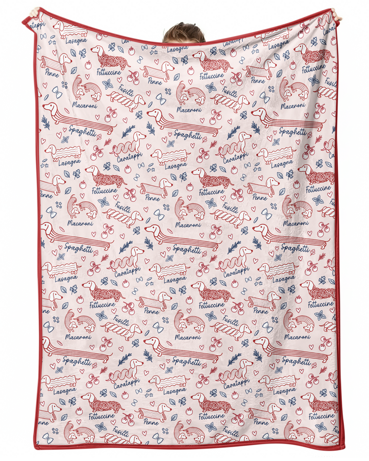 Funny Dachshund Pasta Pups Bamboo Blanket