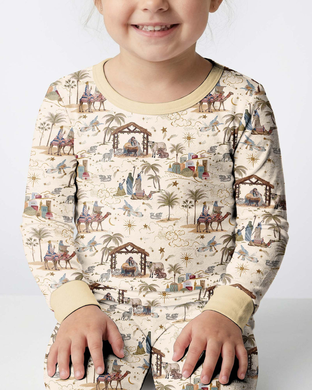 Silent Night Nativity Bamboo Two Piece Long Sleeve Pajama Set