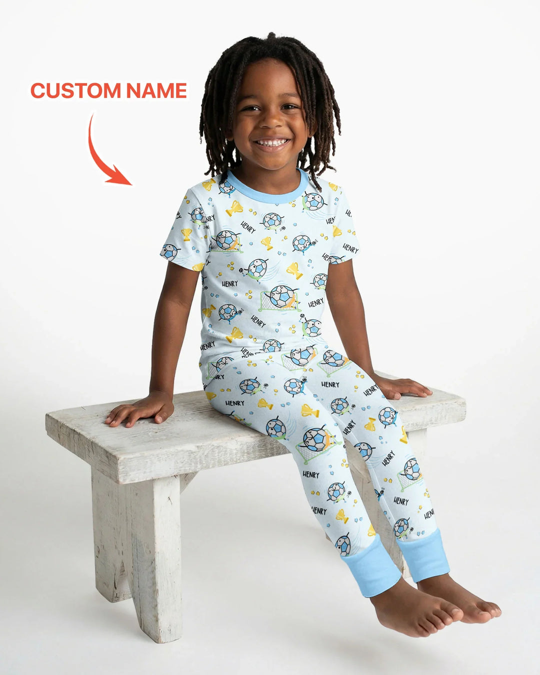 Custom Name Soccer Dad Team Matching Bamboo Two Piece Short Sleeve Pajama Set