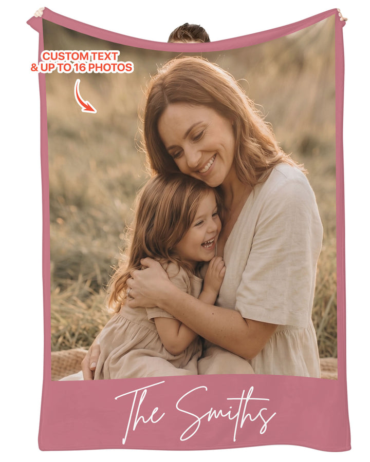 Custom Photo Collage Family Bamboo Blanket