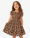 Vintage Halloween Black Cat Pumpkin Bamboo Twirl Dress