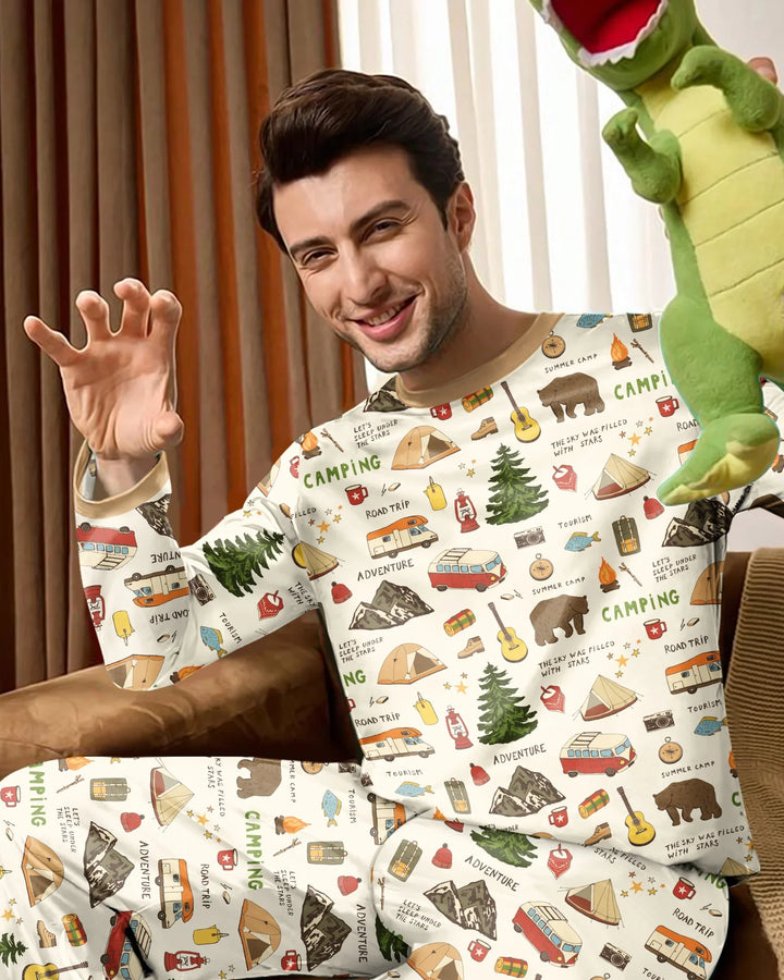 Outdoor Camping Adventure Family Matching Bamboo Men's Pajama Set