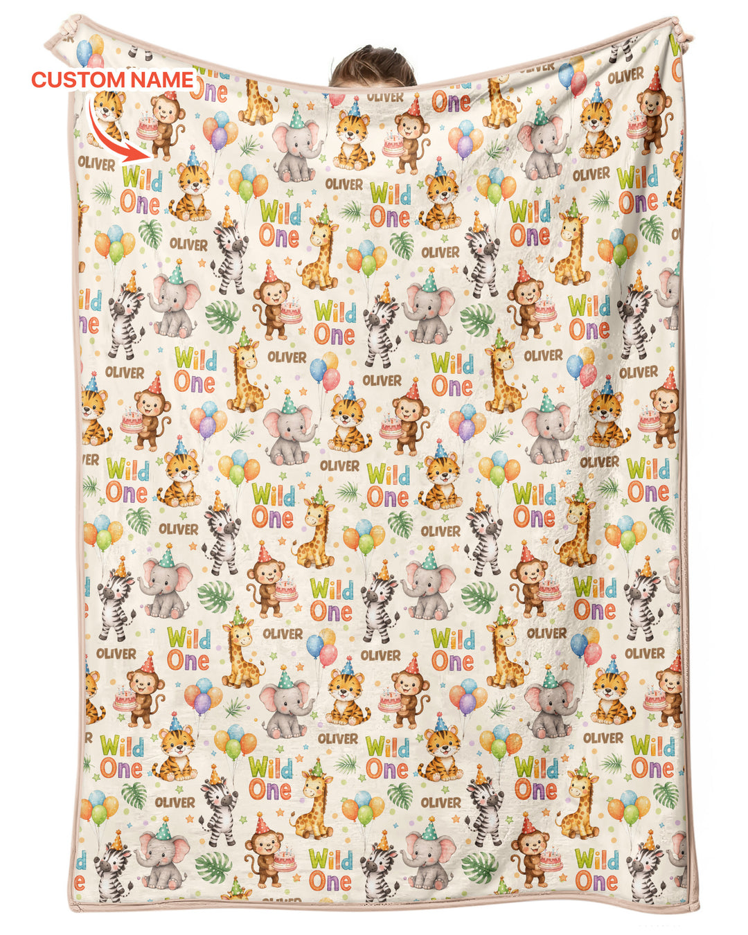 Custom Name 1st Birthday Wild One Bamboo Blanket