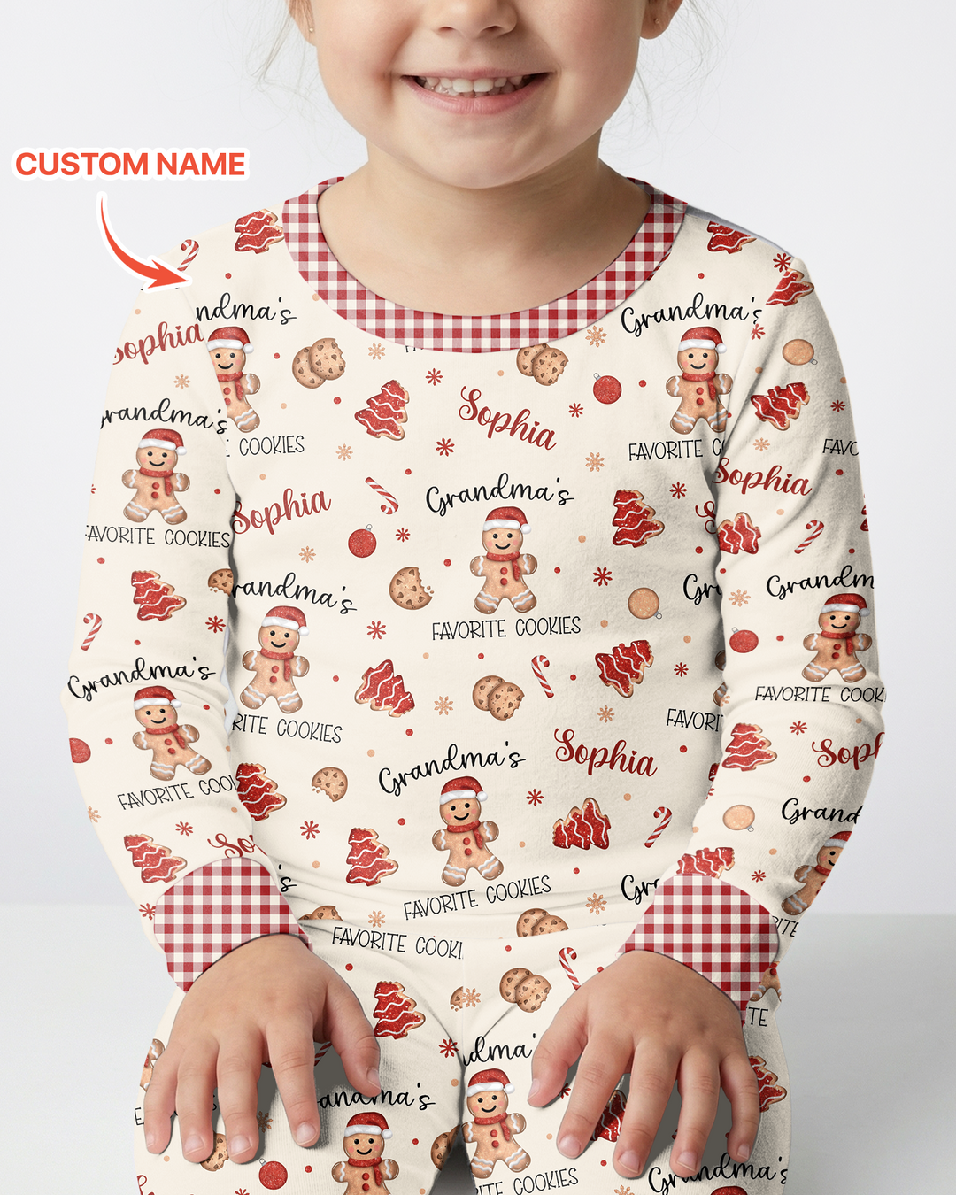 Custom Name Grandma’s Favorite Cookies Bamboo Two Piece Long Sleeve Pajama Set