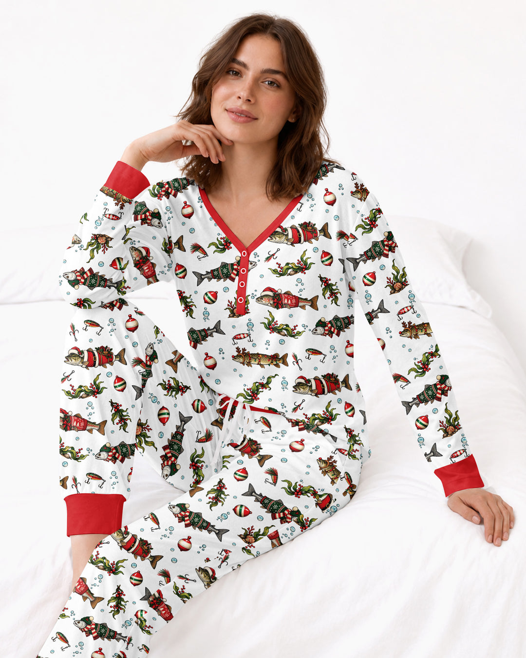 Christmas Trout Fishing Bamboo Women Pajama Set