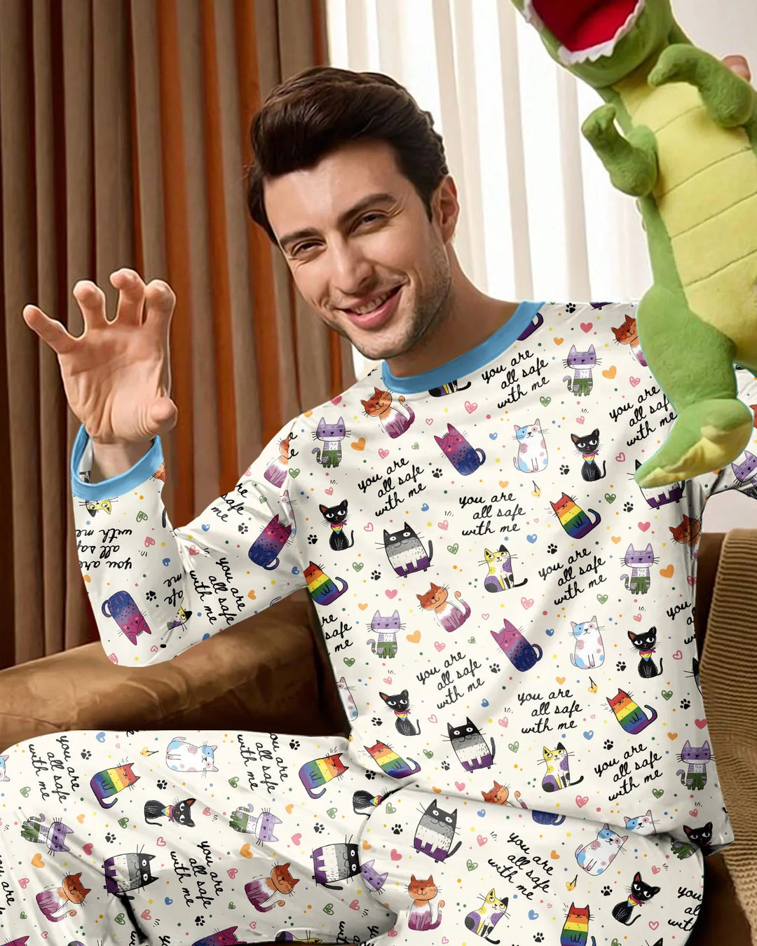 Loved & Safe Kitties Family Matching Bamboo Men's Pajama Set