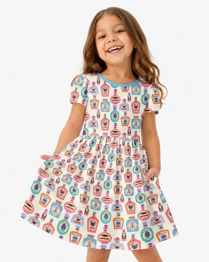Retro Halloween Potions Bamboo Twirl Dress