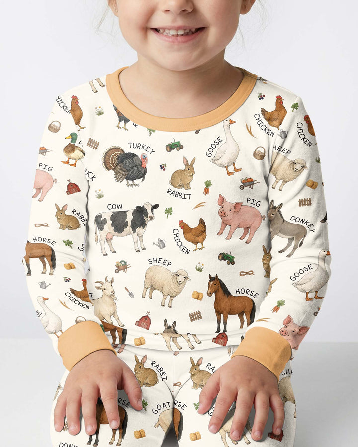 Barnyard Animals Bamboo Two Piece Long Sleeve Pajama Set