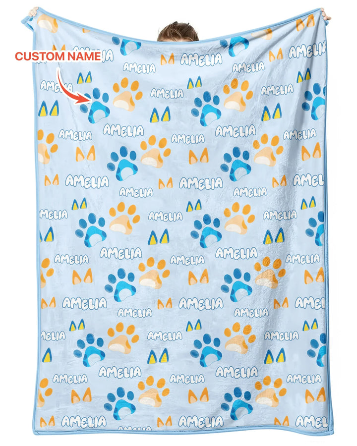 Custom Name Favourite Blue Dog Family Matching Bamboo Blanket