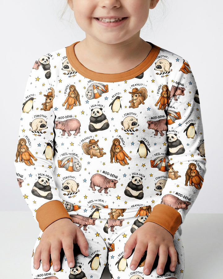 Cute Viral Animals Bamboo Two Piece Long Sleeve Pajama Set