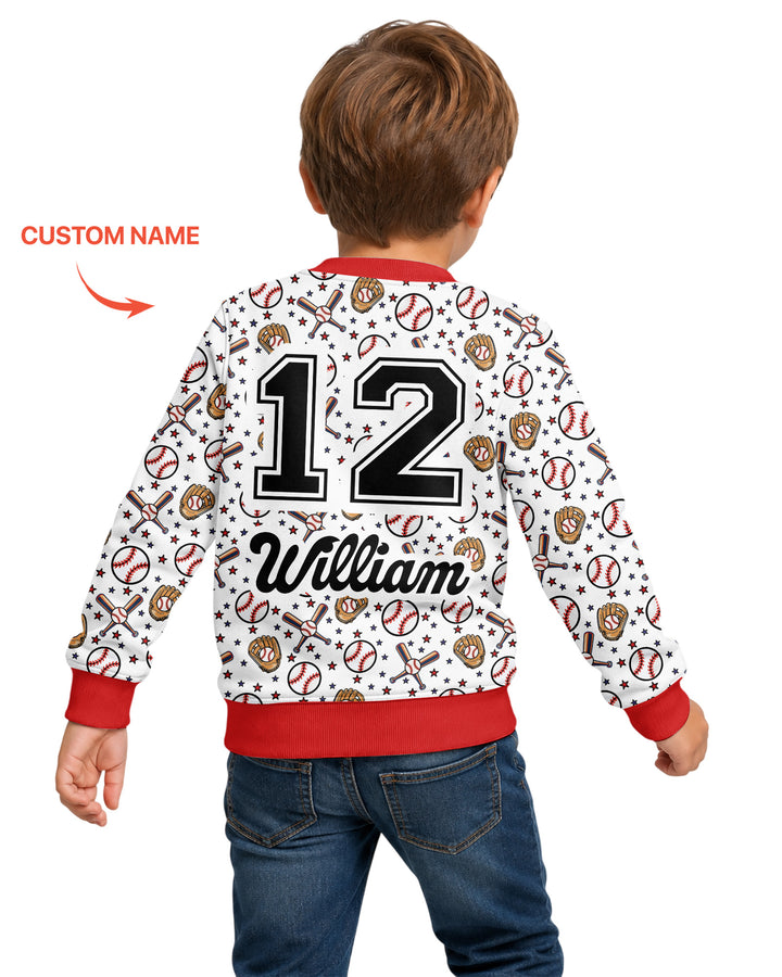 All-Star Baseball Custom Name Bamboo Crewneck Sweatshirt