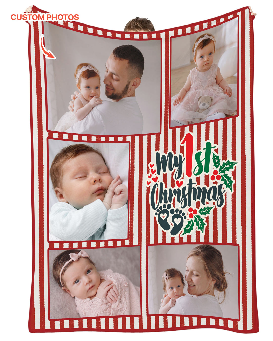 Custom Photo Collage My 1st Christmas Bamboo Blanket