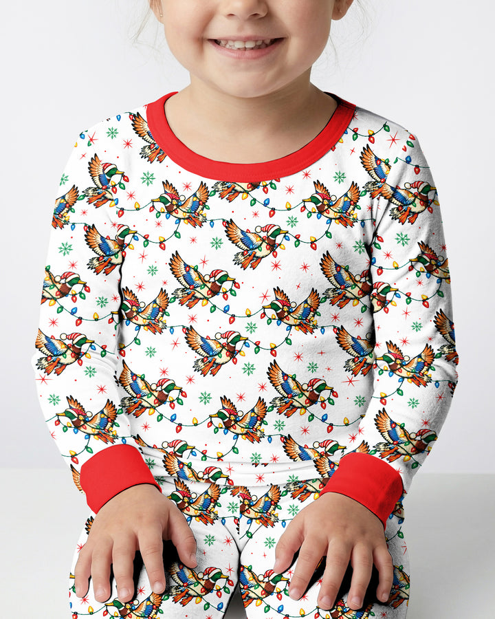 Preppy Christmas Mallard Duck Bamboo Two Piece Long Sleeve Pajama Set