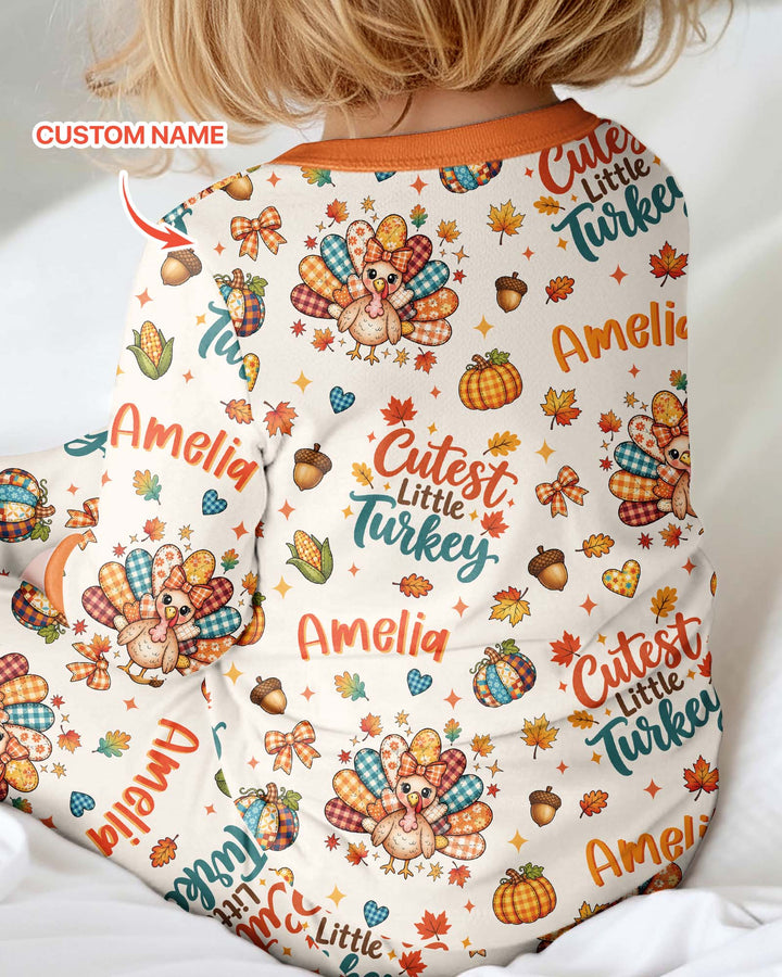 Custom Name Cutest Little Turkey Bamboo Convertible Zippy