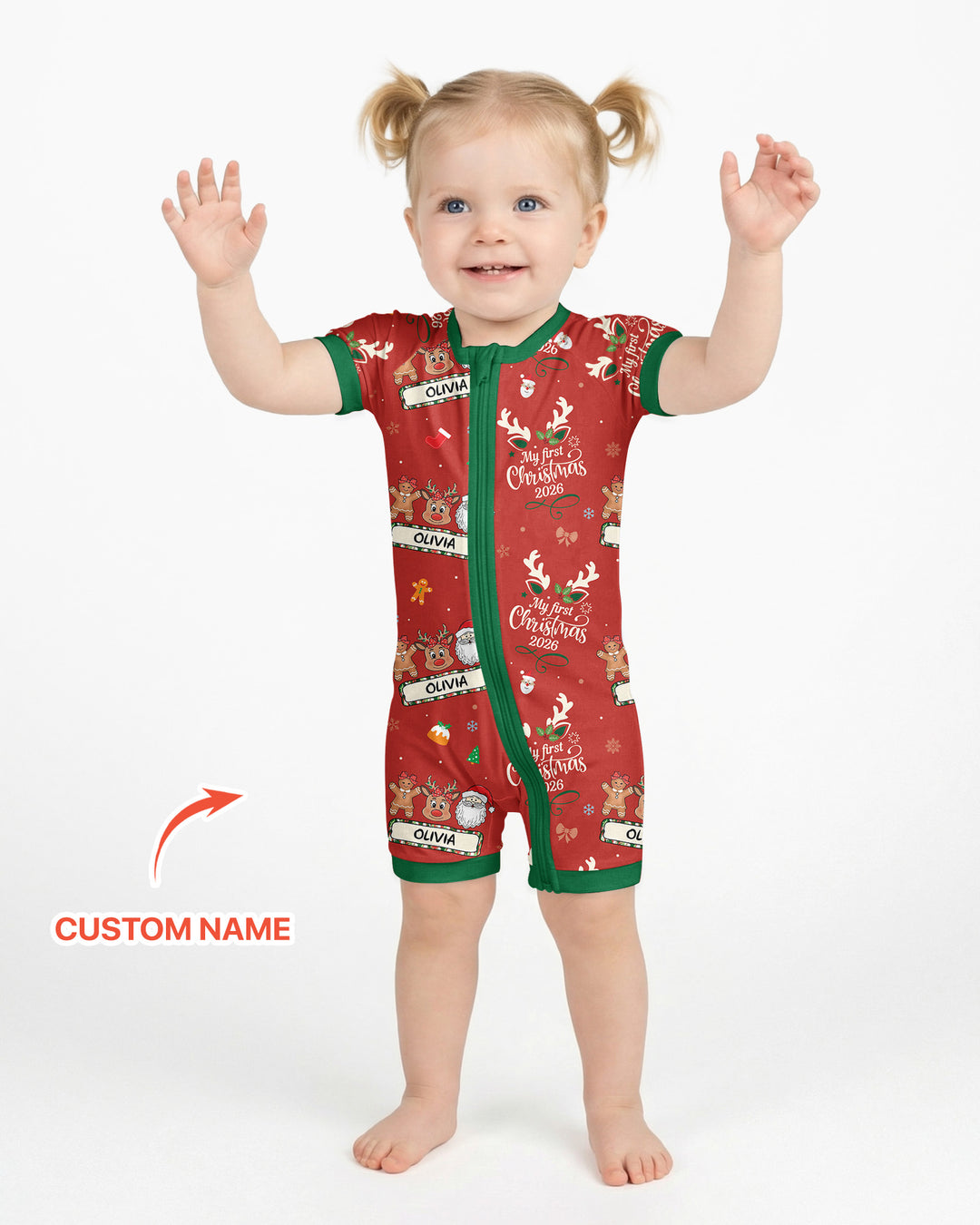 Custom Name Merry Christmas My Deer 2026 Bamboo Shorty Zippy