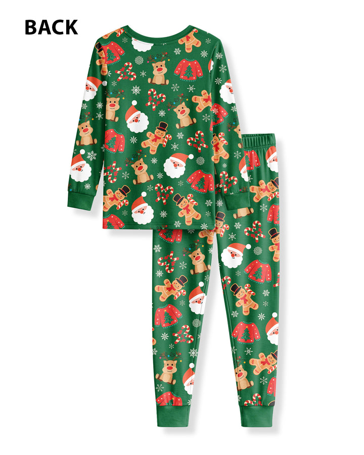 Personalized Christmas Crew Family Matching Bamboo Two Piece Long Sleeve Pajama Set