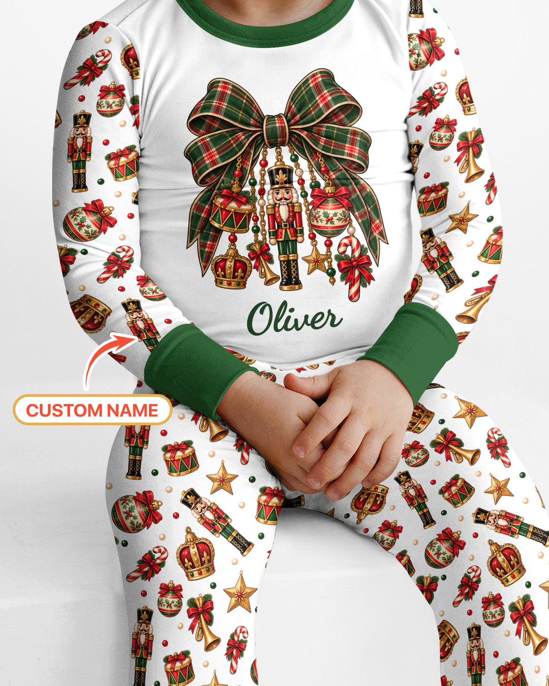 Custom Name Nutcracker The Bow Bamboo Two Piece Long Sleeve Pajama Set