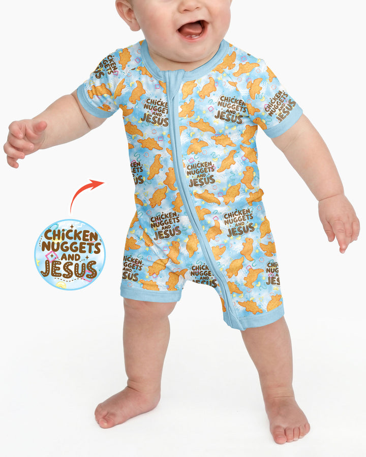 Chicken Nuggets and Jesus Family Matching Bamboo Shorty Zippy