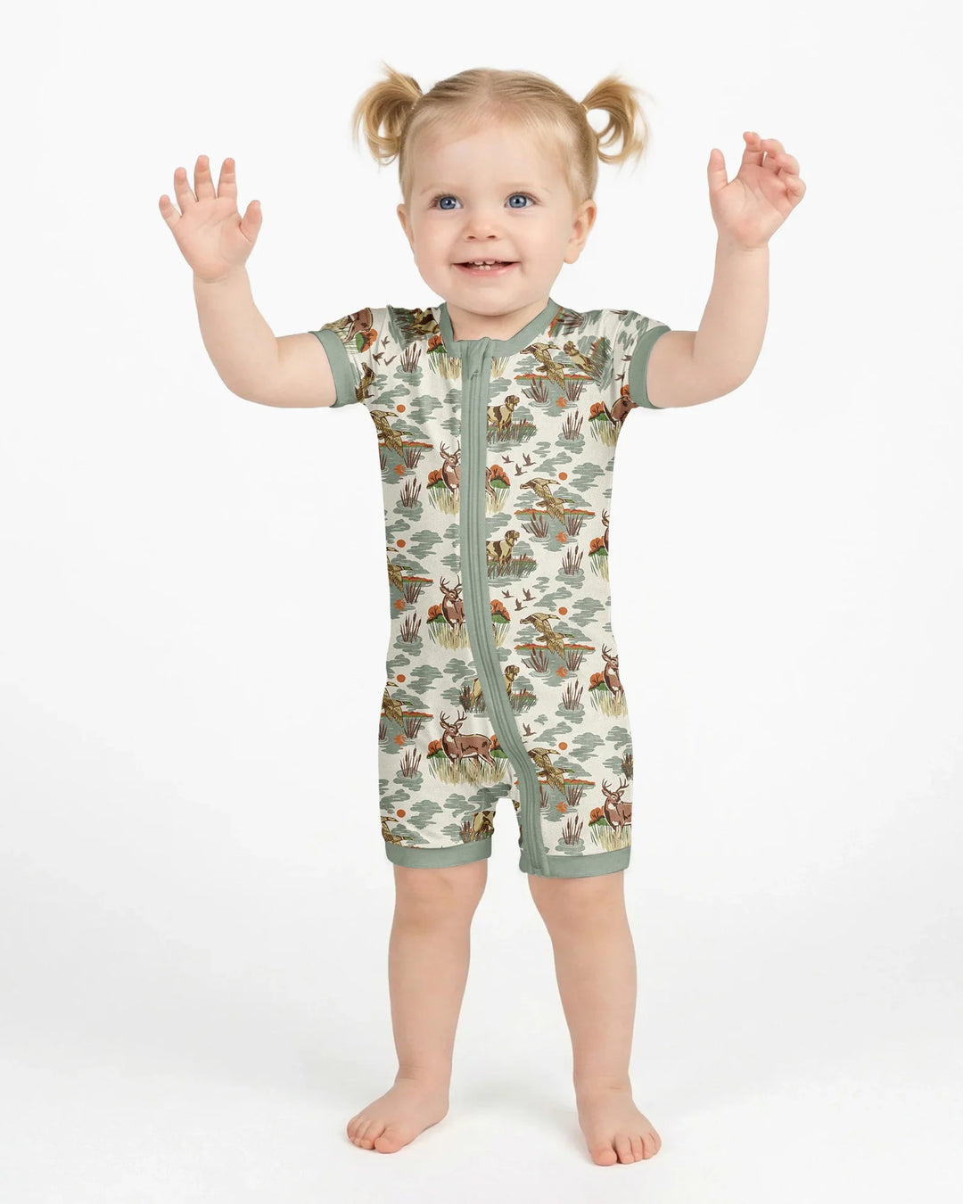 Vintage Hunting Season Daddy& Me Matching Bamboo Shorty Zippy