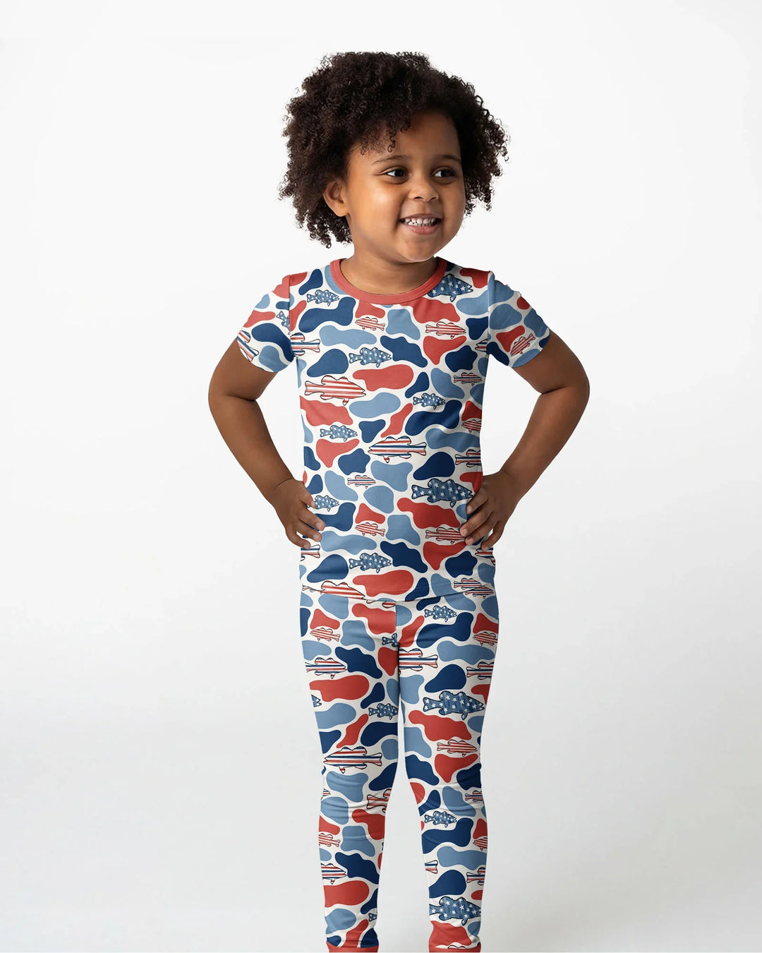 Reel America Daddy & Me Matching Bamboo Two Piece Short Sleeve Pajama Set