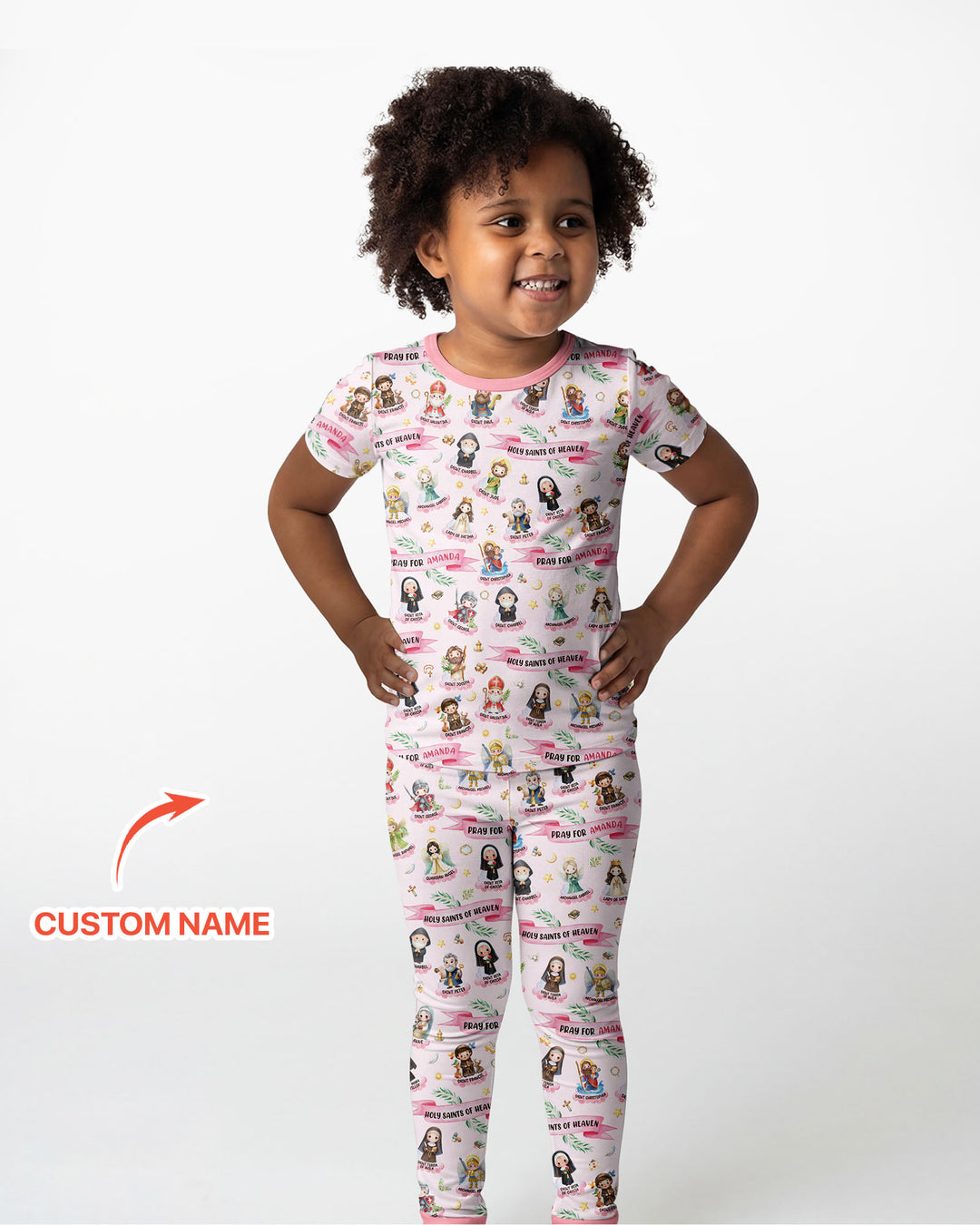 Holy Saints of Heaven Custom Name Bamboo Two Piece Short Sleeve Pajama Set