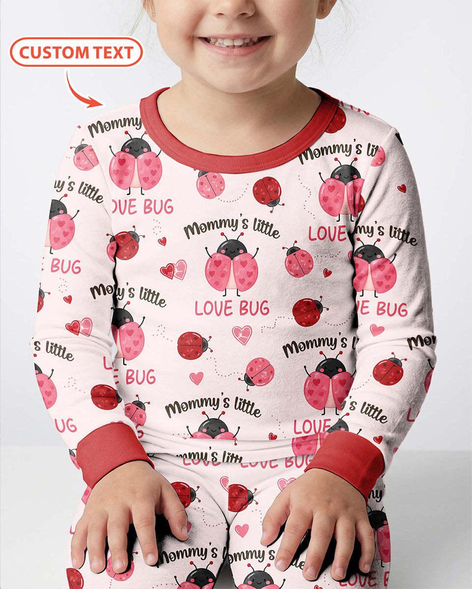Personalized Grandma's Little Love Bug Bamboo Two Piece Long Sleeve Pajama Set