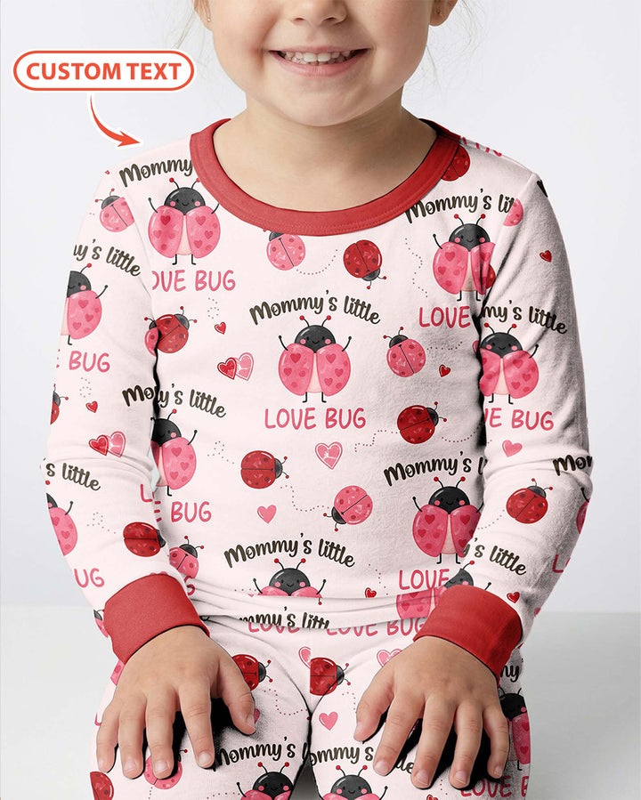 Personalized Grandma's Little Love Bug Bamboo Two Piece Long Sleeve Pajama Set