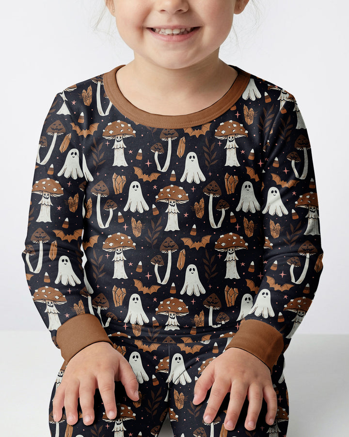 Retro Halloween Whimsy Bamboo Two Piece Long Sleeve Pajama Set