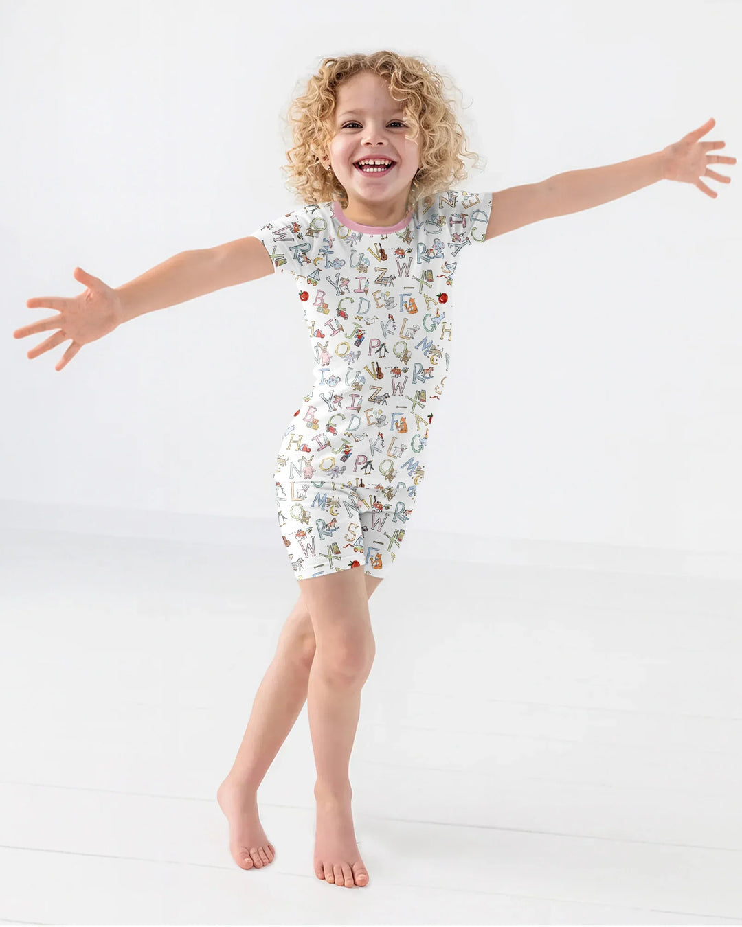 ABC Whimsy Bamboo Two Piece Short Sleeve Shorts Pajama Set
