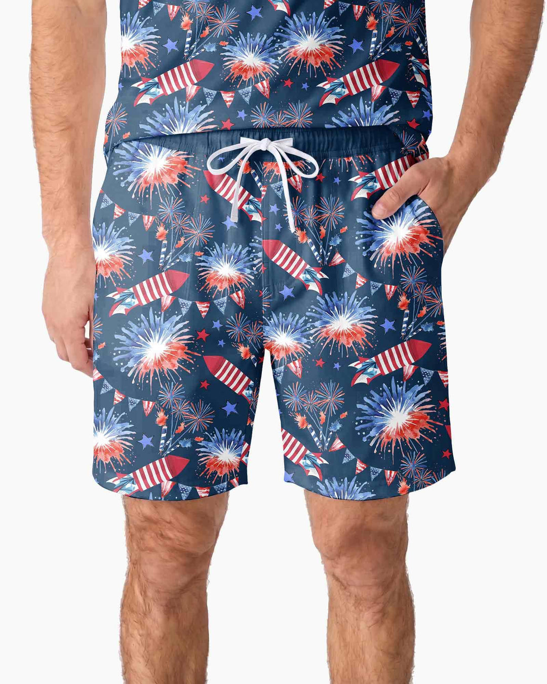 Firework Bamboo Men Short Sleeve Short Pajama Set