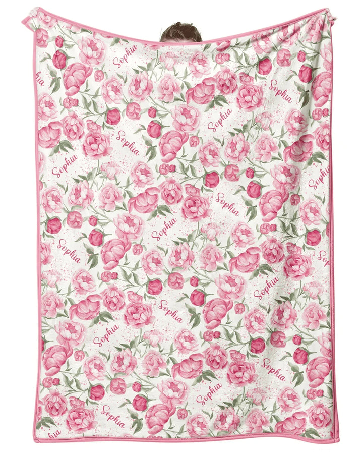 Custom Name Birth Month Flowers Bamboo Blanket