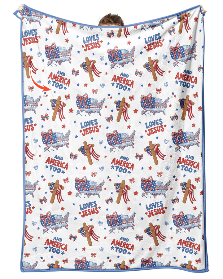 Loves Jesus And America Too Bamboo Blanket