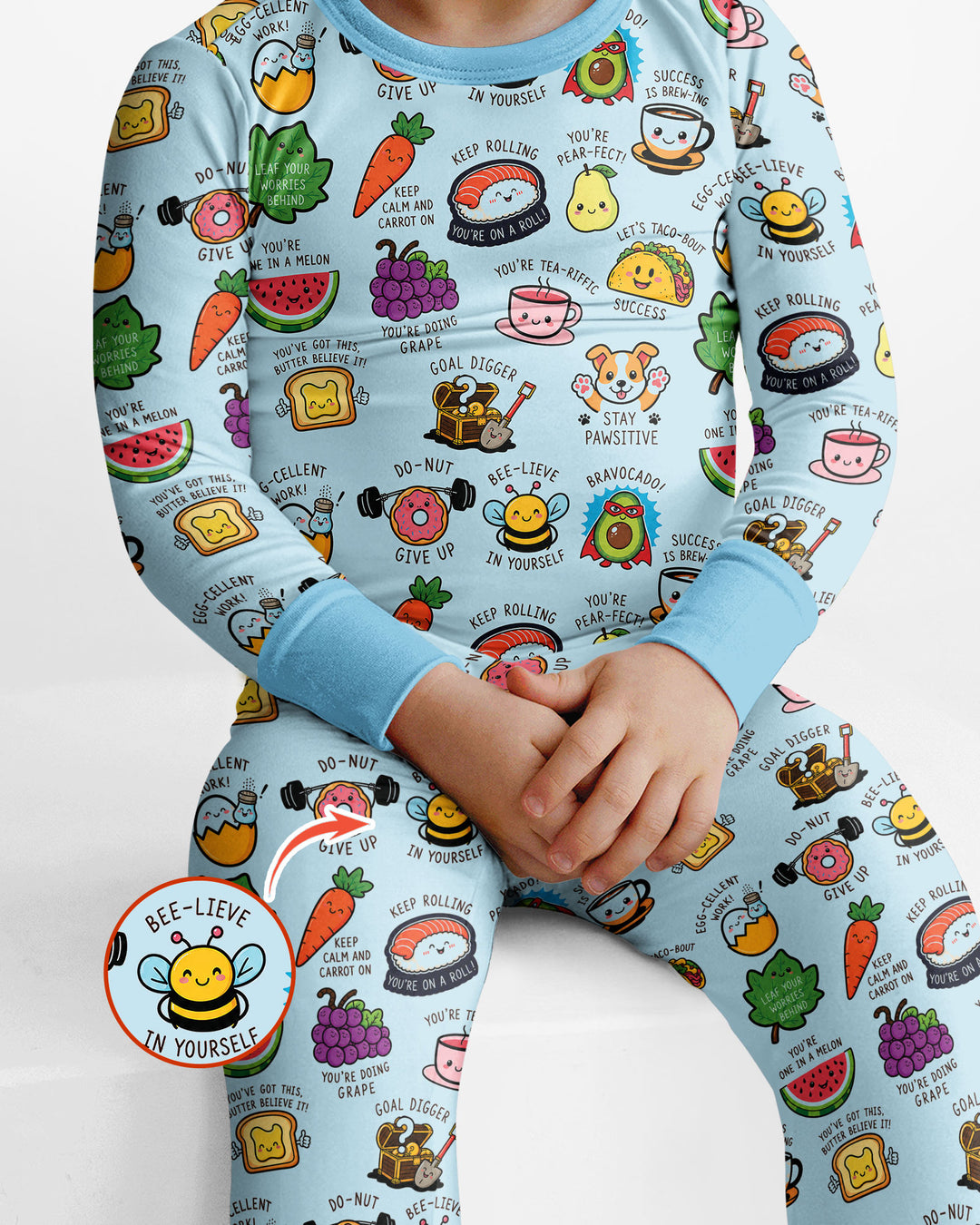 Cute Motivational Puns Bamboo Two Piece Long Sleeve Pajama Set