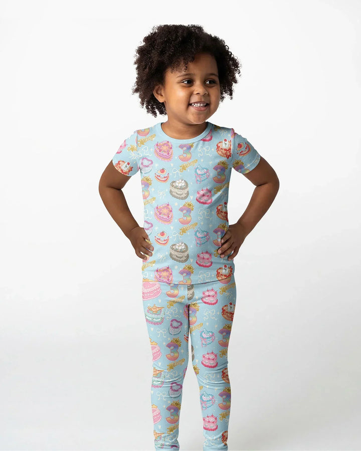 Custom Princess Baby Birthday Bamboo Two Piece Short Sleeve Pajama Set