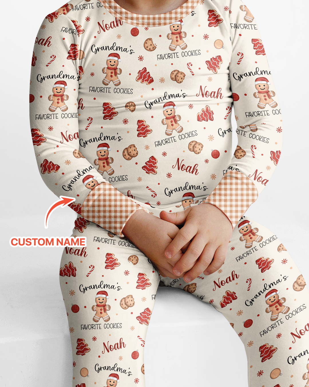 Custom Name Grandma’s Favorite Cookies Bamboo Two Piece Long Sleeve Pajama Set