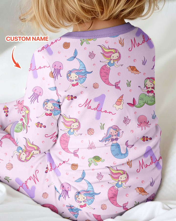 Custom Name Birthday Mermaid Bamboo Convertible Zippy