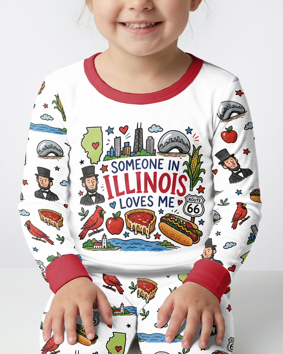 Someone in Illinois Loves Me Bamboo Two Piece Long Sleeve Pajama Set