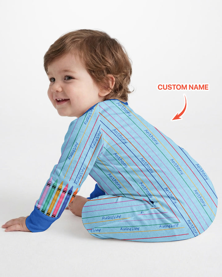 Custom Name Crayon Lines Bamboo Convertible Zippy