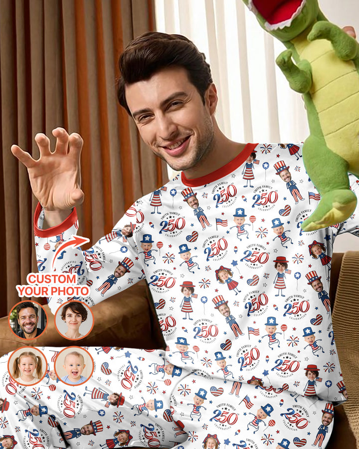 Custom Photo Smith Family Celebration Bamboo Men's Pajama Set