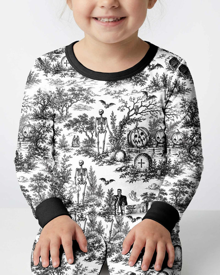 Spooky Halloween Toile Bamboo Two Piece Long Sleeve Pajama Set