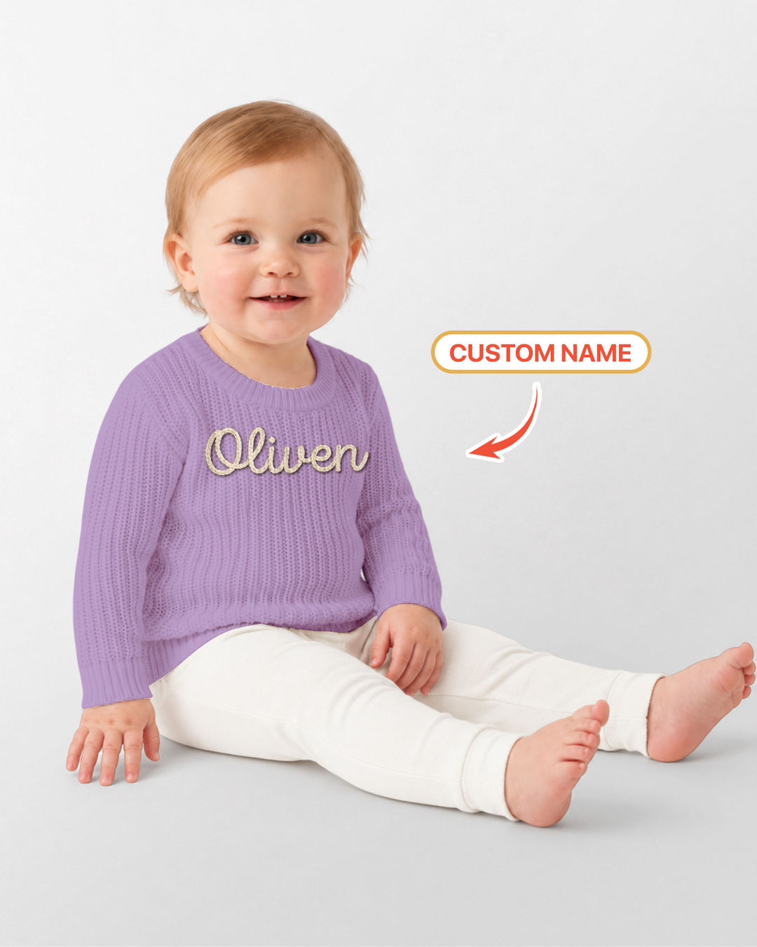 Embroidered Baby Name Bamboo Knit Sweater Bubble