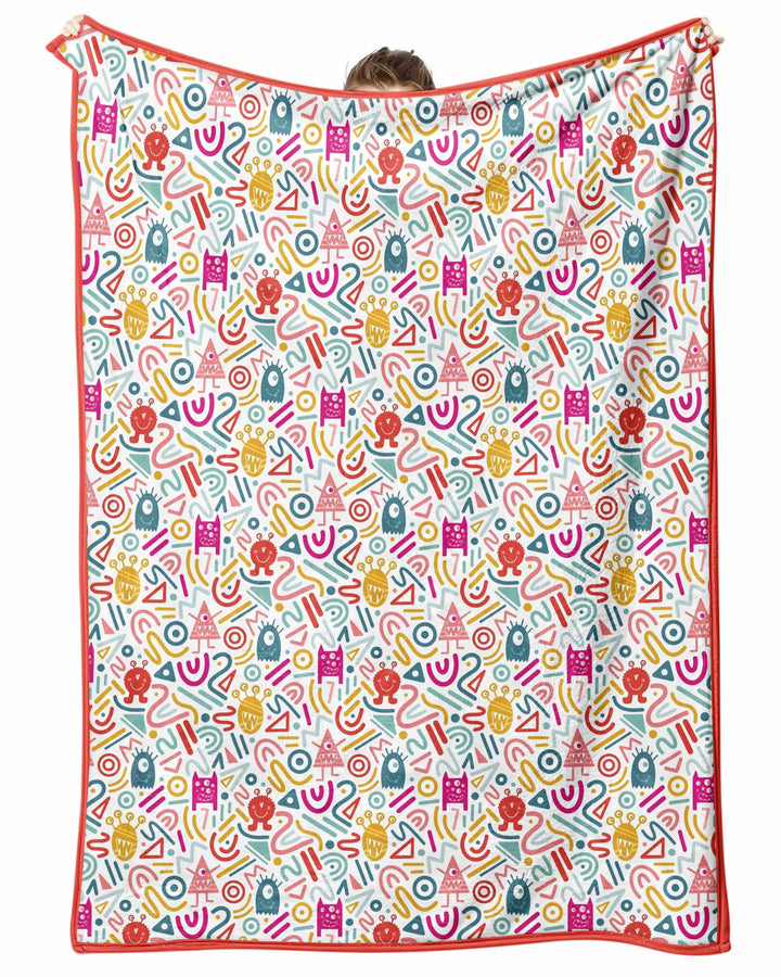 Rainbow Monster Party Bamboo Blanket