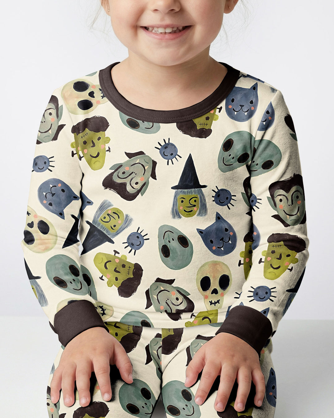 Halloween Face Bamboo Two Piece Long Sleeve Pyjamas Set