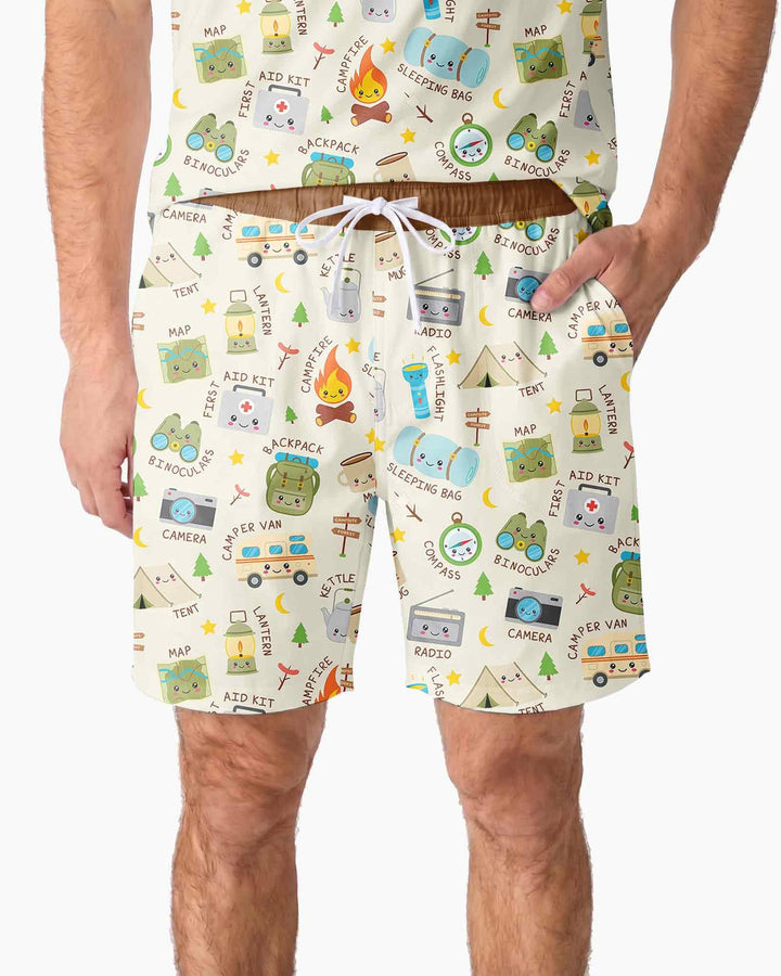 Little Camp Adventure Family Matching Bamboo Men Short Sleeve Short Pajama Set