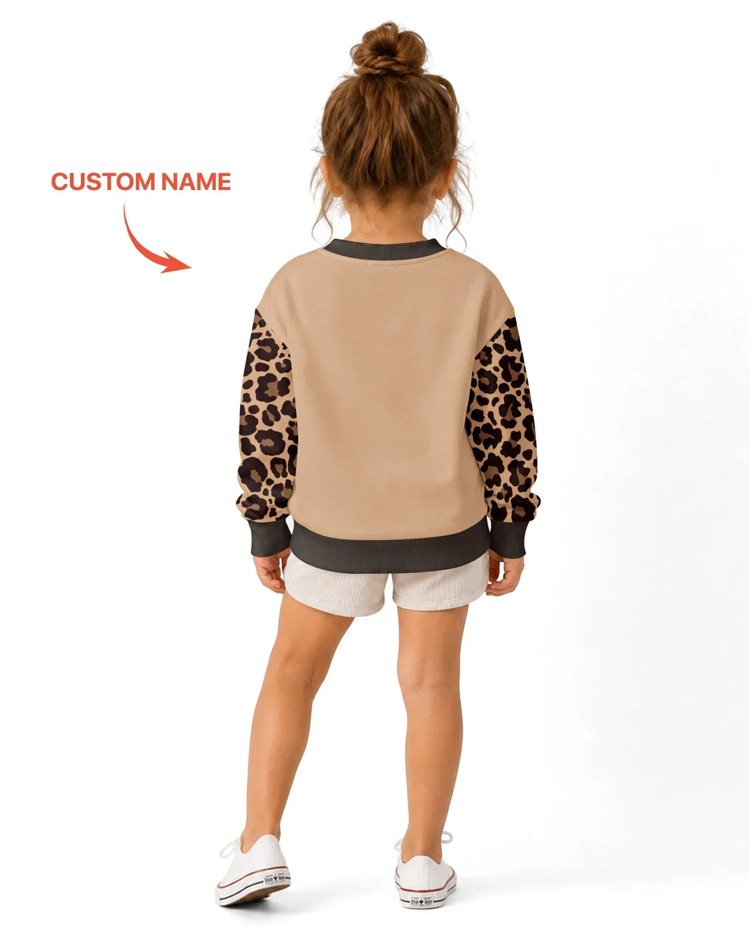 Custom Name School Sweetheart Leopard Bamboo Crewneck Sweatshirt
