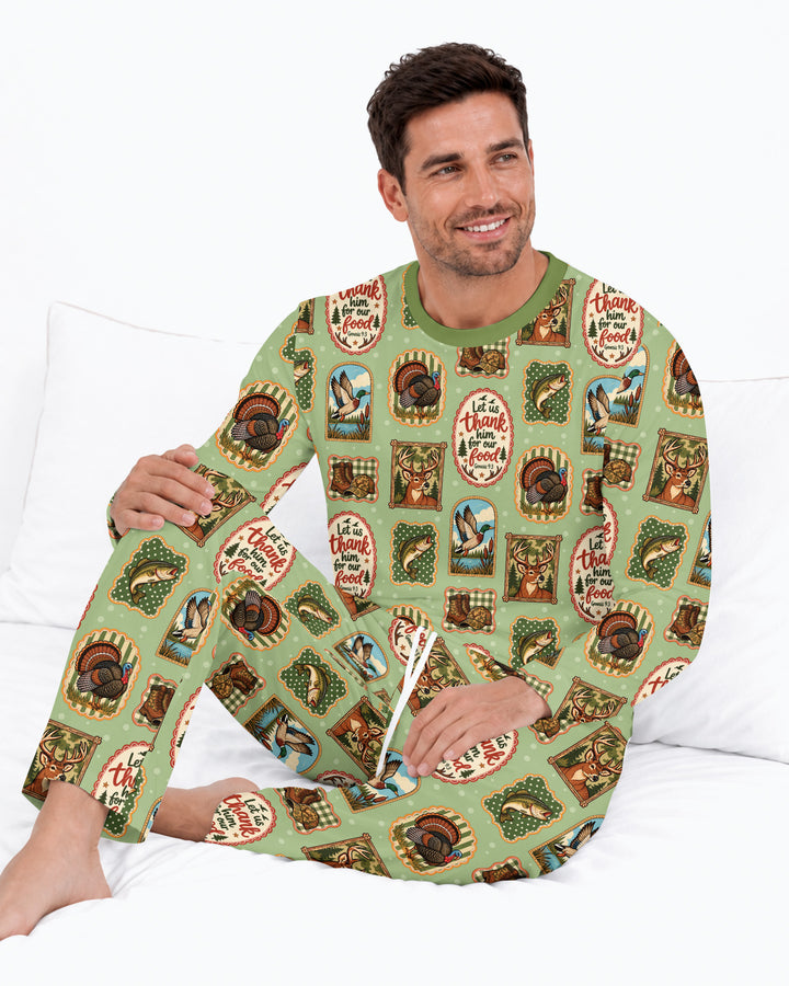 Hunting Let Us Thank Him For Our Food Bamboo Men's Pajama Set