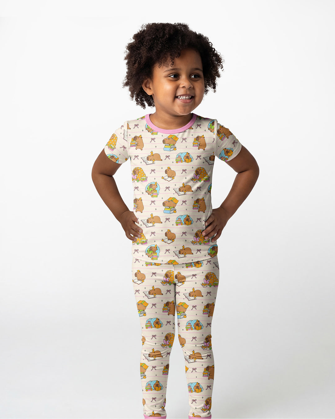 Sweet Study Capy Bamboo Two Piece Short Sleeve Pajama Set