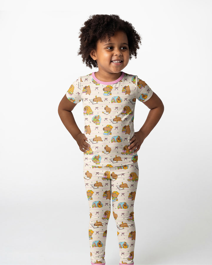 Sweet Study Capy Bamboo Two Piece Short Sleeve Pajama Set